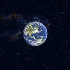 Obraz premium Earth, Space, Orbit, Clouds, Nebula, Planet, View, Cosmos, Background, Science