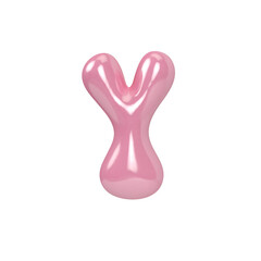 3D Letter Y Font Pink