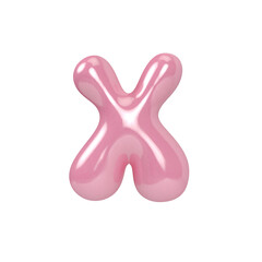 3D Letter X Font Pink