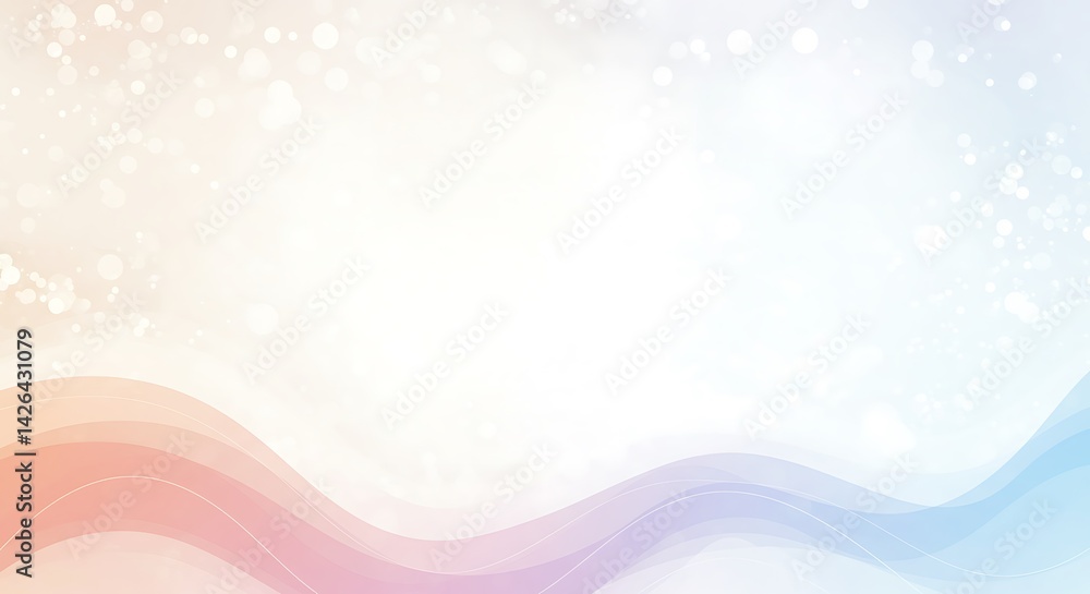Poster abstract wavy background with light pastel colors and bokeh effect