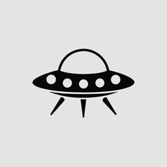 Simple Black and White UFO Icon for Design Projects