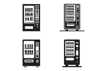Set of vending machine silhouette on white background. 