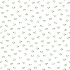A seamless pattern with green line-drawn birds on a white background 
