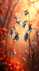 beautiful light spectrum of bluebells flowers, created by generative ai