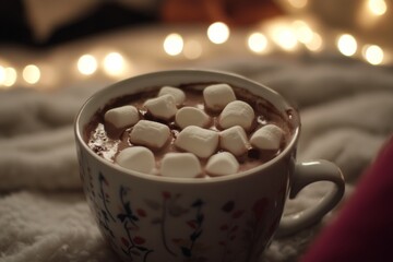 Cup of hot chocolate with marshmallows.
