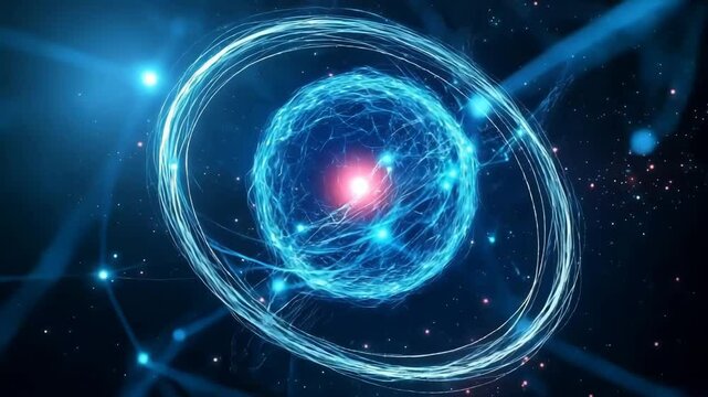 Electrons spinning around atom core, quantum mechanics