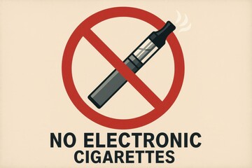 No Electronic Cigarettes Sign with Bold Red Prohibition Symbol
