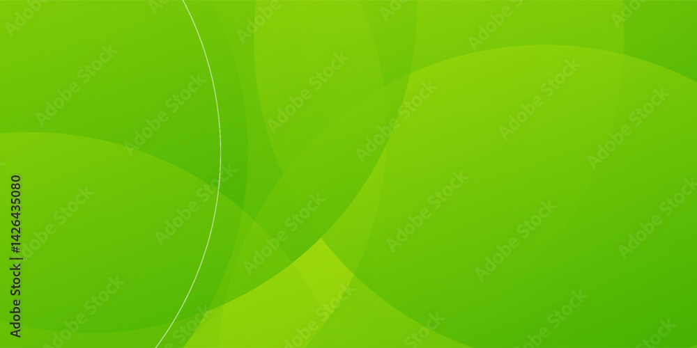 Poster abstract bright green banner background template vector with overlay curve shapes. green background 