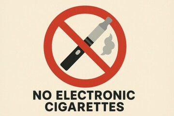 No Electronic Cigarettes Signage with Icon and Warning Symbol