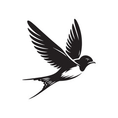 Barn Swallow Vector Silhouette - Minimalist Black and White Barn Swallow Design - Illustration of Barn Swallow.