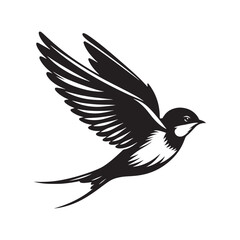 Barn Swallow Vector Silhouette - Minimalist Black and White Barn Swallow Design - Illustration of Barn Swallow.