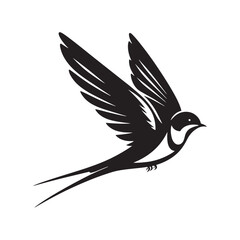 Barn Swallow Vector Silhouette - Minimalist Black and White Barn Swallow Design - Illustration of Barn Swallow.
