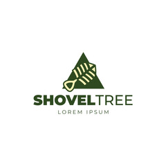 Garden Shovel Logo with Tree Concept isolated on white background.