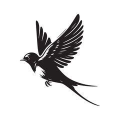 Fototapeta premium Barn Swallow Vector Silhouette - Minimalist Black and White Barn Swallow Design - Illustration of Barn Swallow.