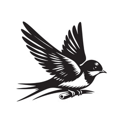 Barn Swallow Vector Silhouette - Minimalist Black and White Barn Swallow Design - Illustration of Barn Swallow.