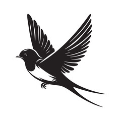 Barn Swallow Vector Silhouette - Minimalist Black and White Barn Swallow Design - Illustration of Barn Swallow.