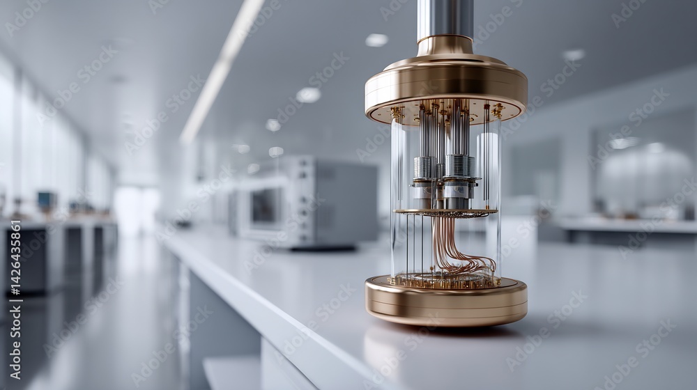 Poster advanced quantum computing architecture showcased in modern laboratory setting