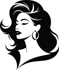 Elegant Black and White Woman Portrait with Long Hair