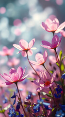 Obraz premium beautiful light spectrum of bluebells flowers, created by generative ai