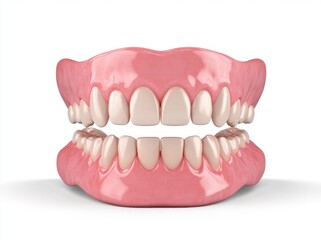 Fototapeta premium A 3D rendering of a jaw with a missing front tooth displaying a deuce on a white background