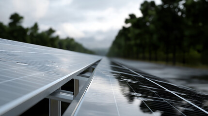 Clean Solar Power Grid with Clear Atmospheric Lighting