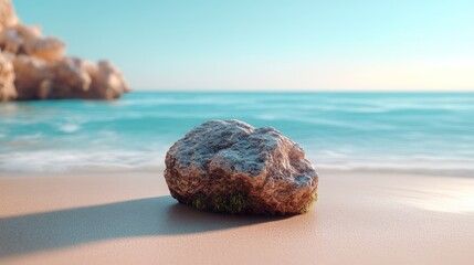Coastal rock on sandy beach