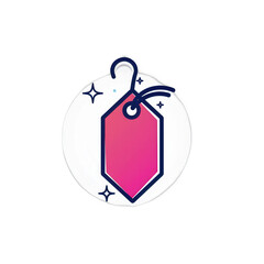 A colorful price tag with a modern design, featuring a hook and sparkles, suitable for promotional use in retail environments , isolated on white or transparent png