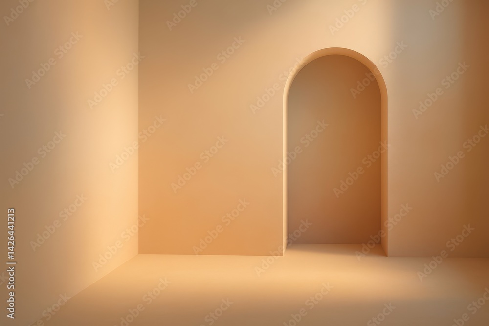 Aufkleber soft minimalist room with warm gradient walls and simple archway