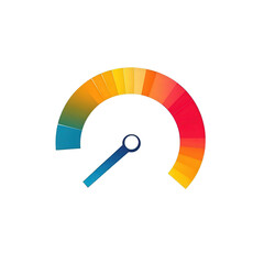 Colorful gauge icon representing speed or performance, set against a plain background, ideal for technology or business graphics , isolated on white or transparent png