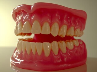 A middle-aged woman's laughter is photographed against a white background, highlighting her beautiful and perfectly white teeth