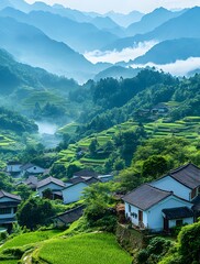 Fototapeta premium village in the mountains