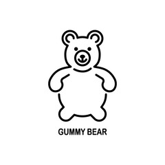 Gummy bear vector icon. Line sign of sweets. Editable stroke.