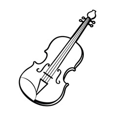 Naklejka premium Elegant black and white violin illustration simple line art musical instrument theme art