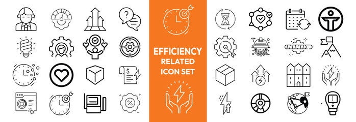 Energy Efficiency Line Editable Icons set. Vector illustration in modern thin line style of ecology related icons: energy saving light bulb, sustainability, electricity, and more.