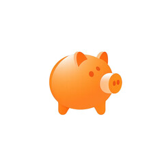 A vibrant orange piggy bank stands alone against a plain background, symbolizing savings and financial planning, ideal for financial education themes , isolated on white or transparent png