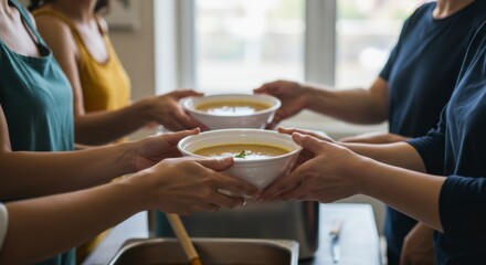 Community gathering kitchen food preparation home environment close-up view sharing warmth and togetherness through cooking