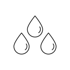 3 liquid water drops black outlined isolated illustration for UI or logotype. Vector icon in flat style