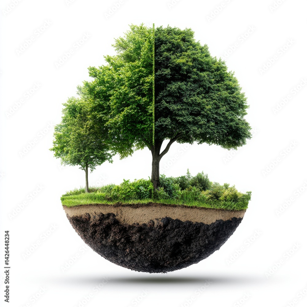 Poster a tree is shown in two different sizes, one larger and one smaller