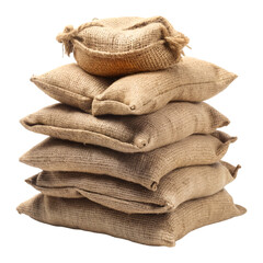 Pile of burlap sacks isolated on white