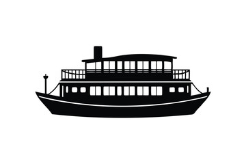 Obraz premium Riverboat silhouette illustration
