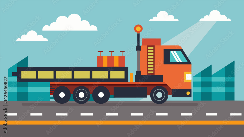 Poster the large hulking machine seems almost alive as it moves along the road its long arm extended and pa