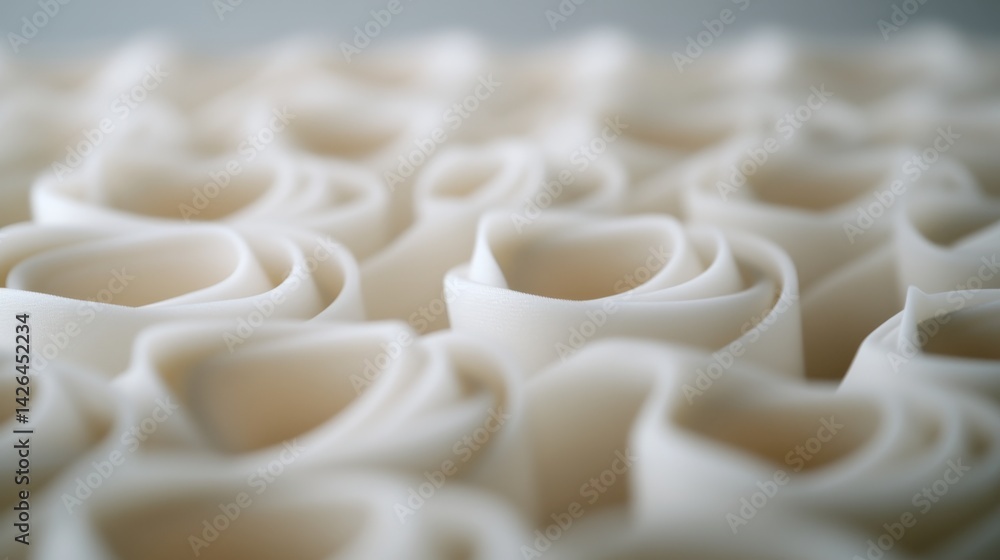 Poster Front-facing view showcases an elegant white wave texture, creating a clean and sophisticated design with ample copy space on the right for various project applications