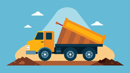 Naklejka premium The shrill beep of a truck backing up filled the air as it carefully maneuvered into place to unload a large pile of gravel.. Vector illustration
