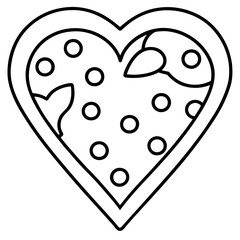Heart Pizza with Toppings Outline
