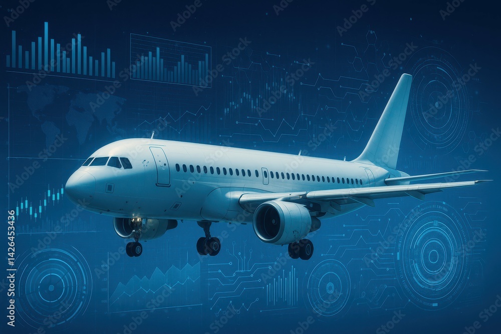 Aufkleber modern aviation technology visual with data graphics background