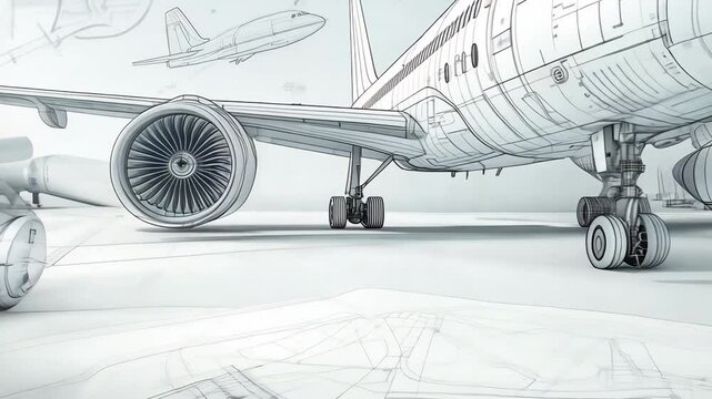 wireframe airplane parked on blue print the aviation class flight training class
