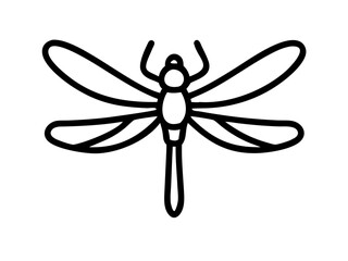 dragonfly line art on white background