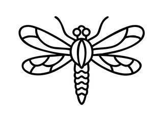 dragonfly line art on white background