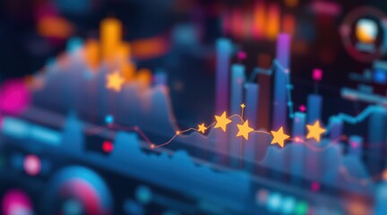 Product feedback with data analysis concept. A scene depicting data visualization showcasing both positive and negative trends, ideal for presentations and educational content.