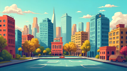 Naklejka premium city street in the city